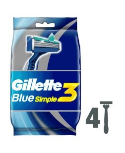 Одноразовые станки для бритья Gillett 3 Blue Simple   4шт