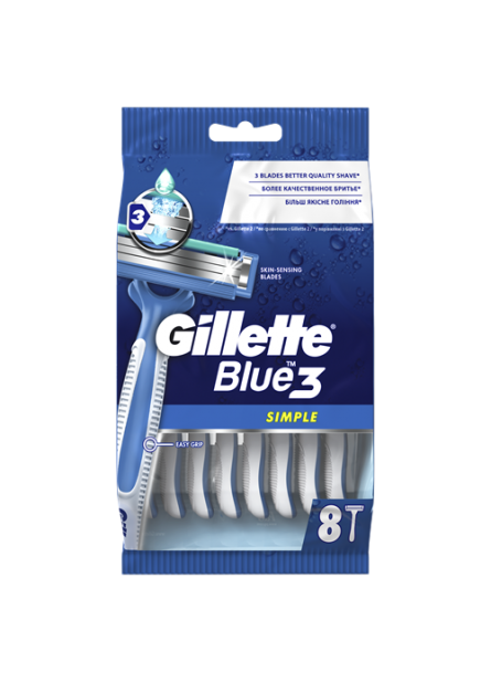 Одноразовые станки для бритья Gillett 3 Blue Simple   8шт